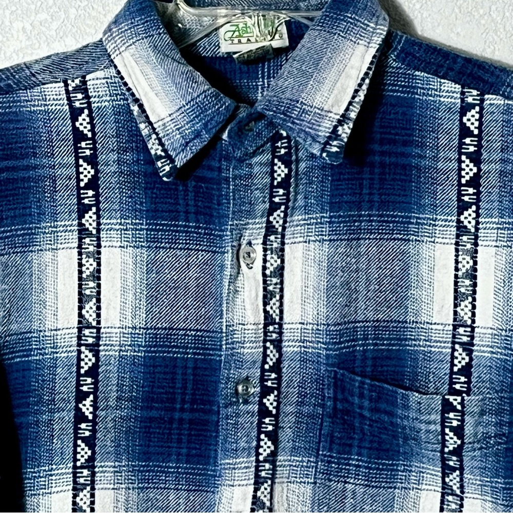 ASH CREEK Men’s 100% Cotton Aztec Western Flannel Shirt Sz M Country Cowboy Boho - Picture 3 of 5